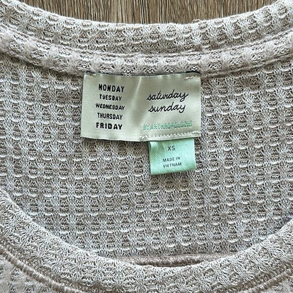 Anthropologie Saturday Sunday Wendy Waffle Long Sleeve Top - Picture 2 of 5